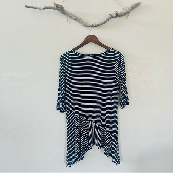 Anthropologie Sunday in Brooklyn Navy Striped 3/4 Sleeve Top - Picture 3 of 9